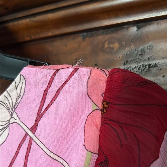 NWT Express Pink Floral Faux Wrap Tie Waist Midi Dress Size S - Picture 6 of 10